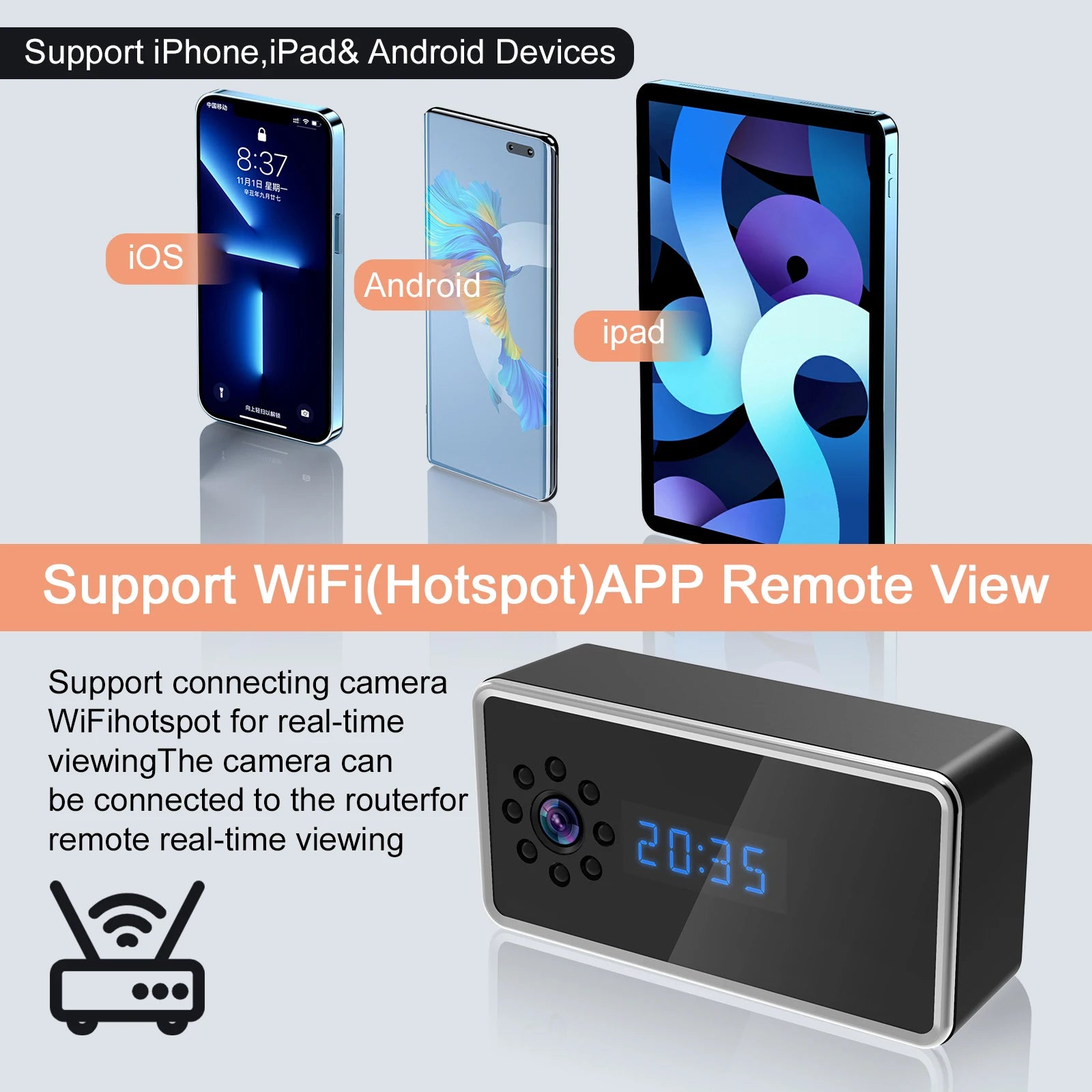Full HD 4k Wifi Mini Clock Camera
