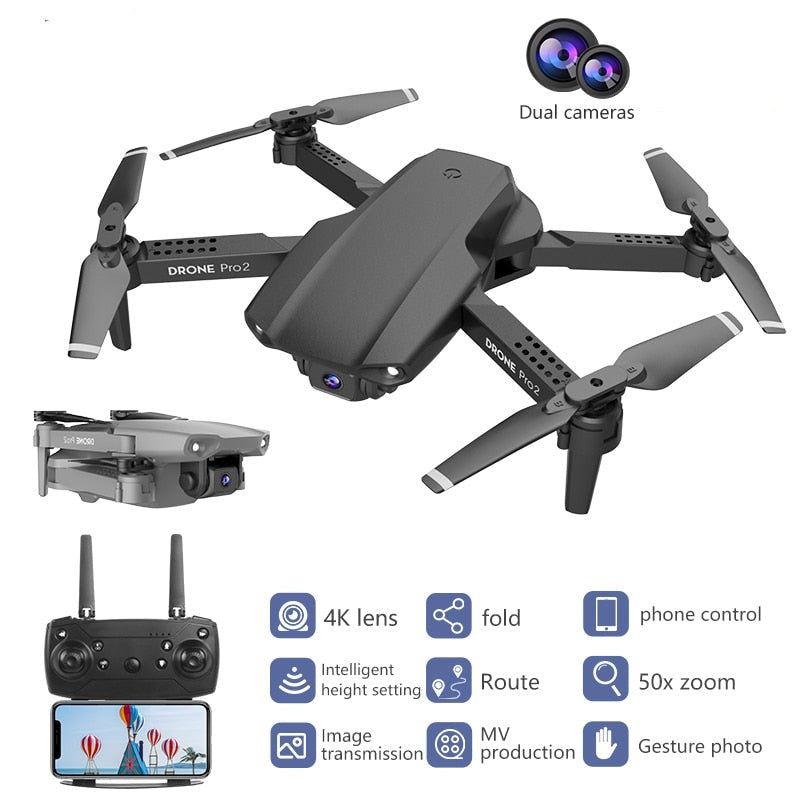 2020 Nouveau Mini Drone 4K 1080P HD Caméra WiFi Fpv Air Pressure Altitude  Hold Noir Et Gris Pliable Quadcopter RC Drone Jouet Gris sans caméra